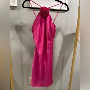 Pink satin mini dress size XS
